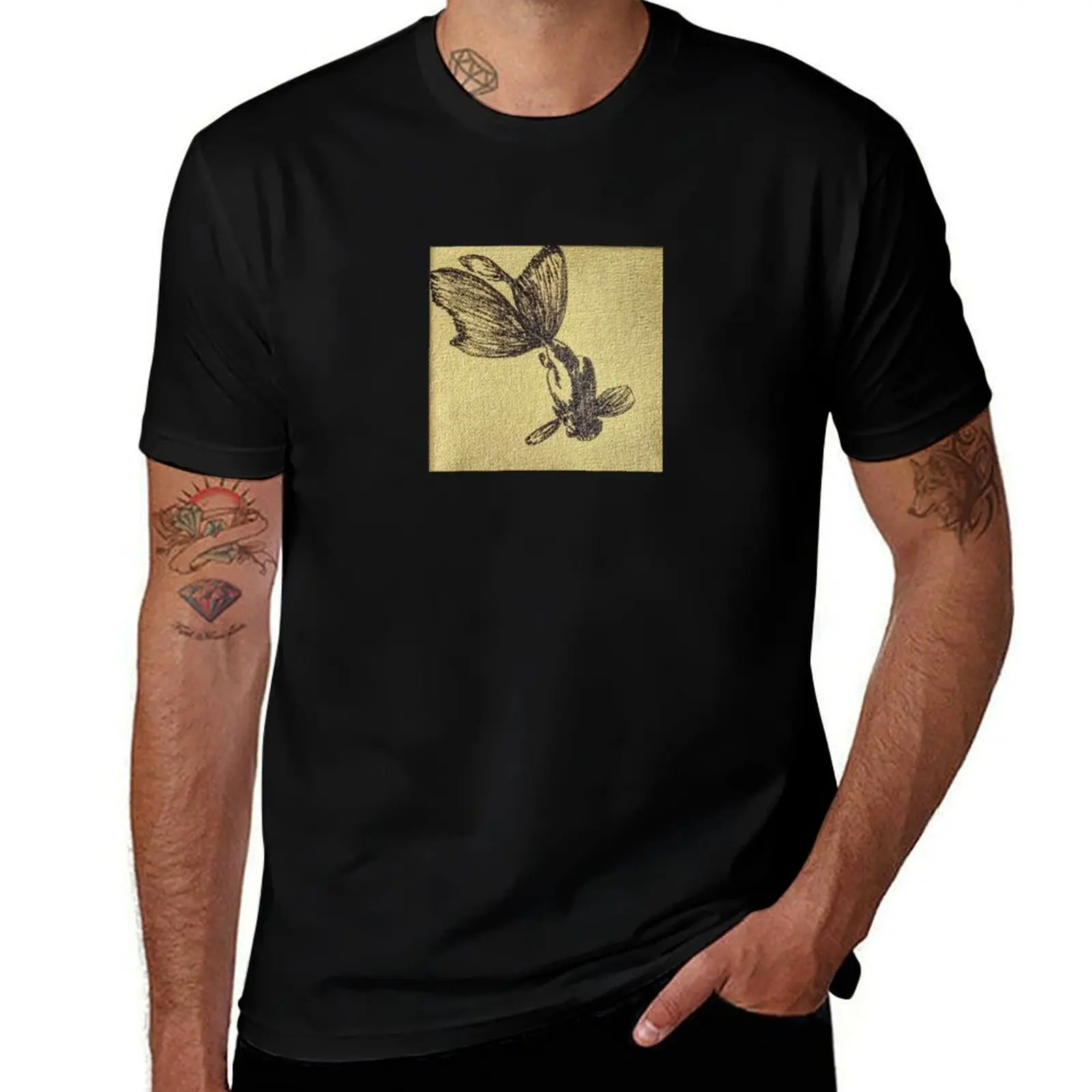 

Goldfish in Black T-Shirt shirts graphic tees hippie clothes Aesthetic clothing custom t-shirts mens t shirts casual stylish