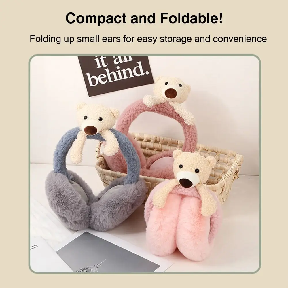 น่ารักการ์ตูนหมีหูอุ่นพับWindproofนักเรียนขี่จักรยานหูครอบคลุมของขวัญวันเกิดสําหรับผู้หญิงหญิง