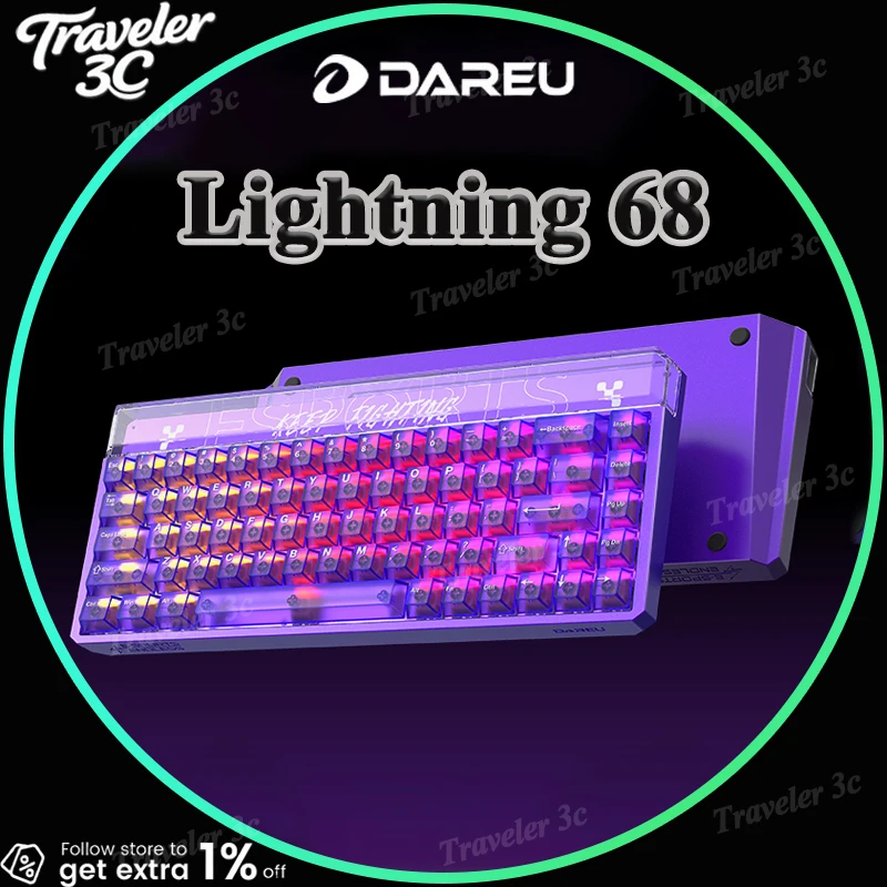 

Dareu Lightning 68 Inductive Magnetic Switches Gaming Keyboard Wireless Mechanical Keyboard Aluminum Alloy FPS Gaming Keyboard