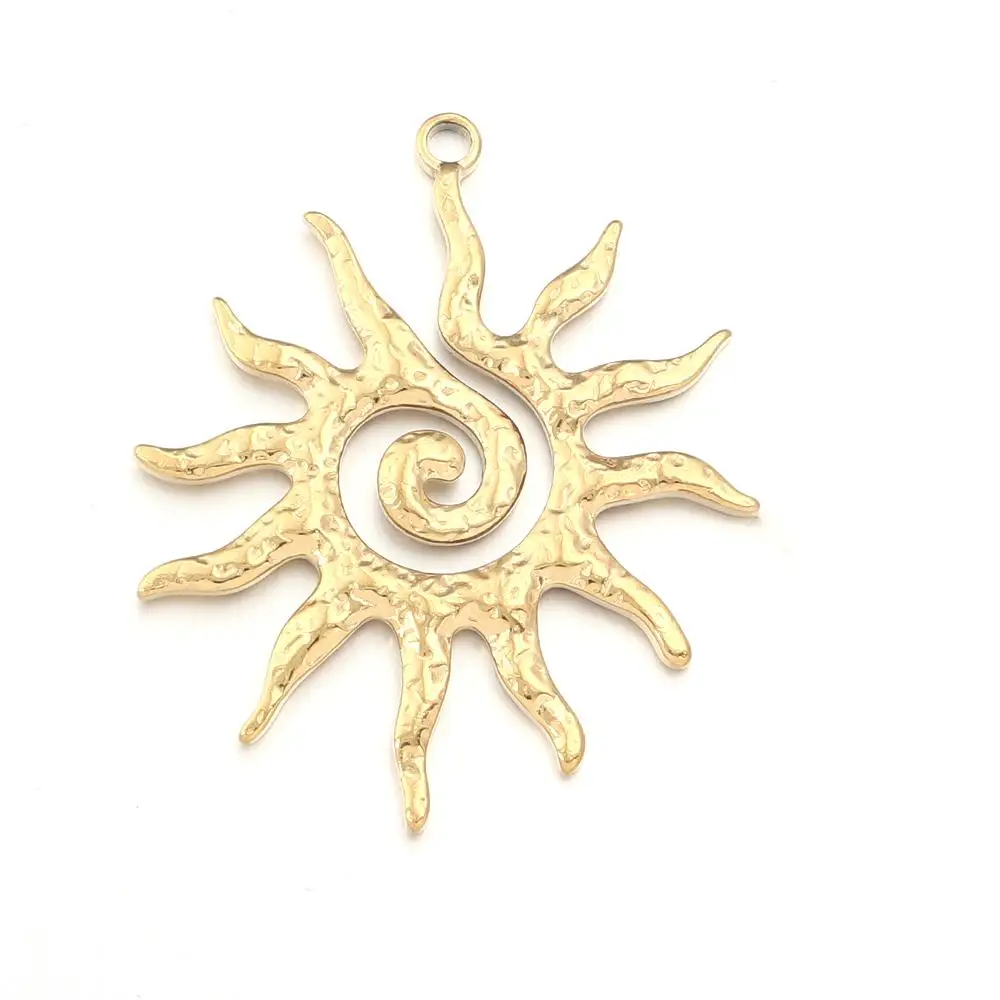 2/4 قطعة الفولاذ المقاوم للصدأ الذهب خمر كبير زهرة الشمس Charms قلادة DIY بها بنفسك القرط قلادة صنع المجوهرات اكسسوارات العثور #6