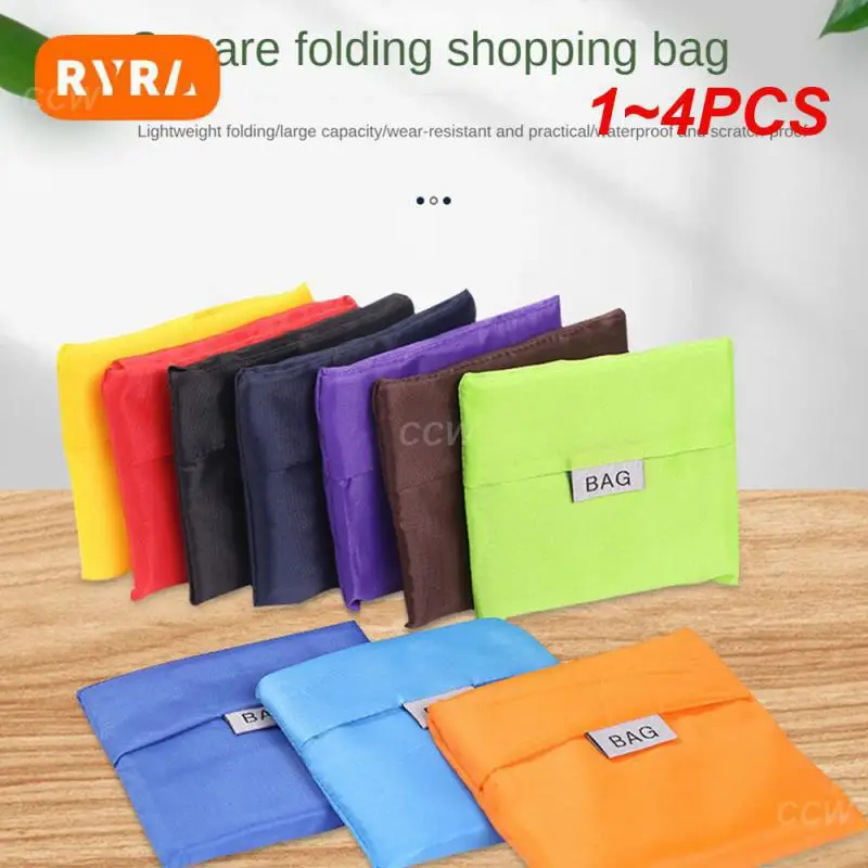 1~4PCS Grocery Bags Polyester Foldable Hand Shoulder Reusable Shop Bags Shopping Bag Eco-friendly Bag