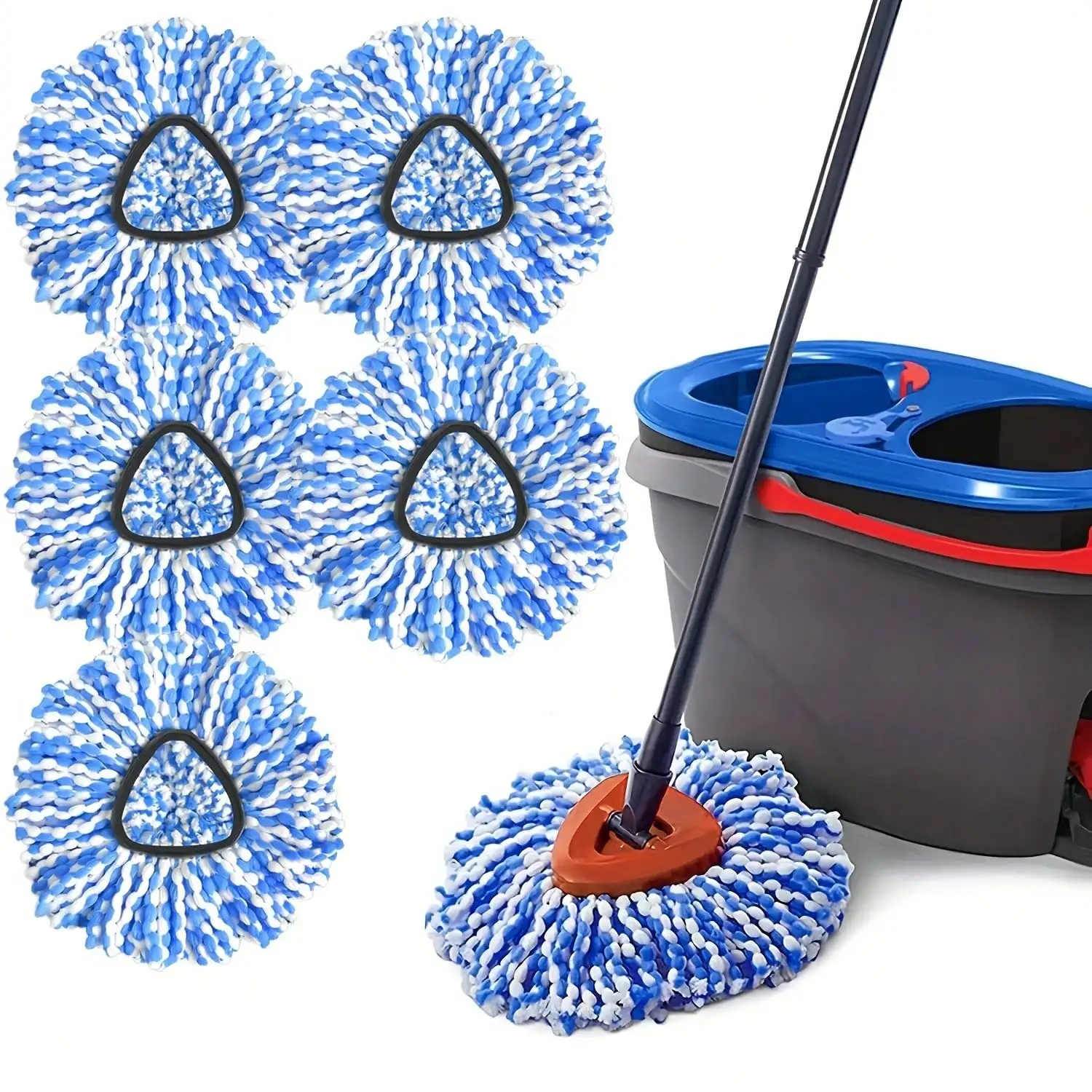[ 3/5 Pack ] Mop Replace Heads For O-Ceda RinseClean(2 Tank System ONLY),Spin Mop Replacement Head Easy Cleaning Microfiber Replacement Machine Washable