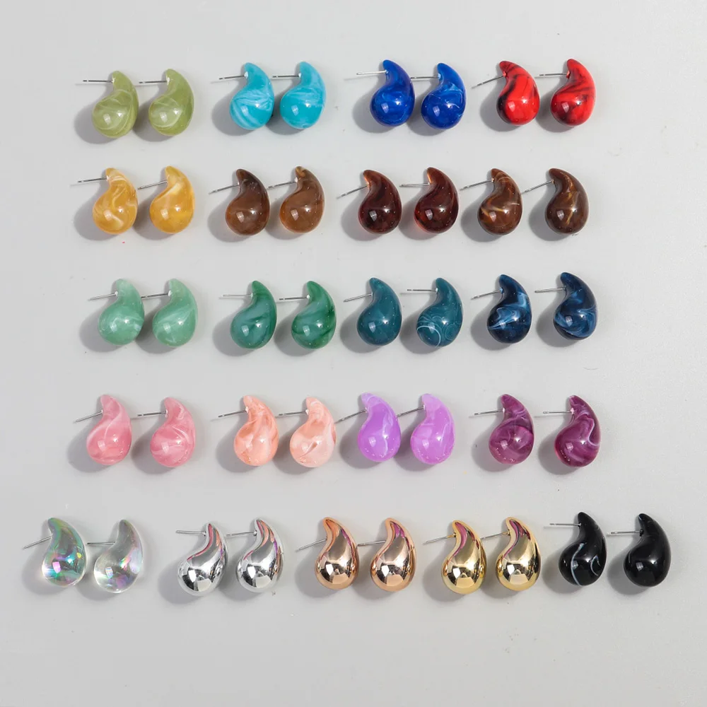 FishSheep Statement Chic Acrylic Dupes Chunky Tear Drop Earring for Women Lightweight Smooth Hoop Earrings Trendy Jewelry Gifts