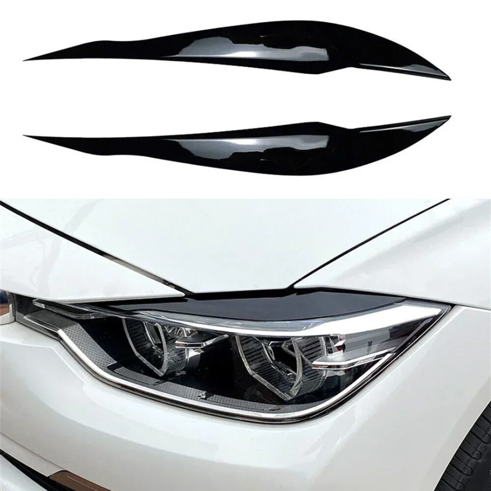 

2Pcs Car Headlight Lamp Eyebrows Cover Trim Stickers For BMW F30 Saloon 2012-2018 Headlight Cover Eyelid Gloss Black Eyebrow