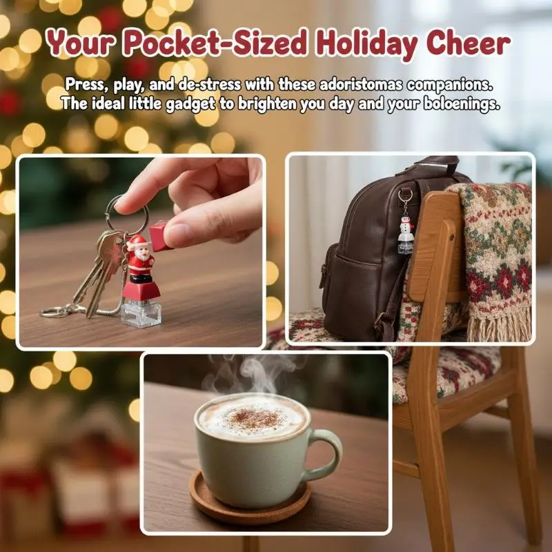 Eco-Friendly Christmas Keyboard Keychain Fidget Toy Non-Toxic Stress Relief Sensory Toy for Kids Safe Party Favor Gift