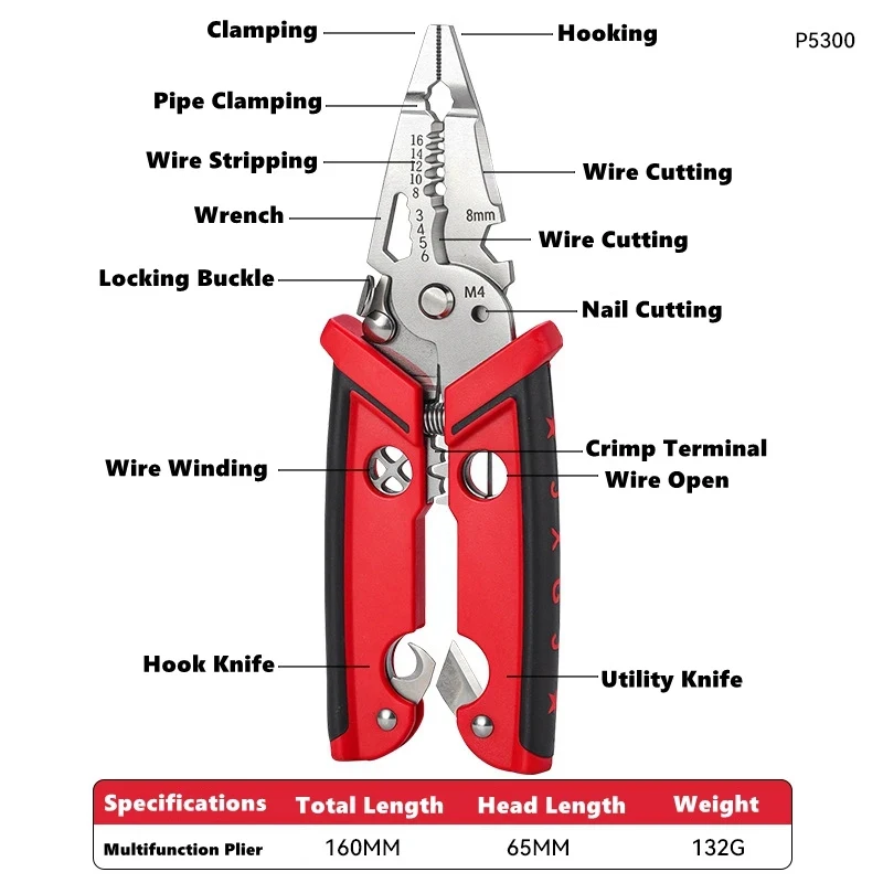 18 in 1 Electrician Pliers Multifunctional Wire Stripper Crimper Cutting Pliers Professional Electrical Repair Hand Tool - view 6