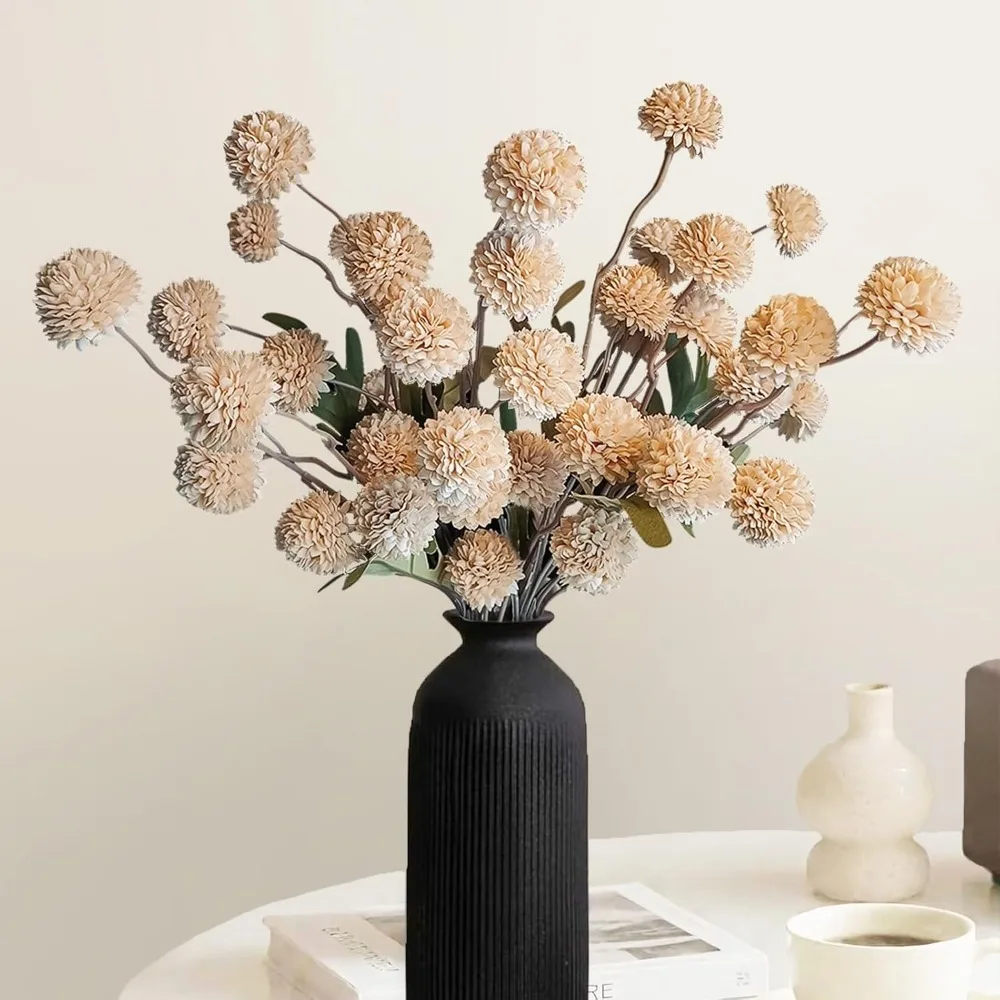 5 Köpfe Künstlicher Blumenstrauß Löwenzahn-Blumenball Kunstblumen Vasenarrangement Heim Garten Hochzeitsdekoration DIY Bastelkranz – Detail 9