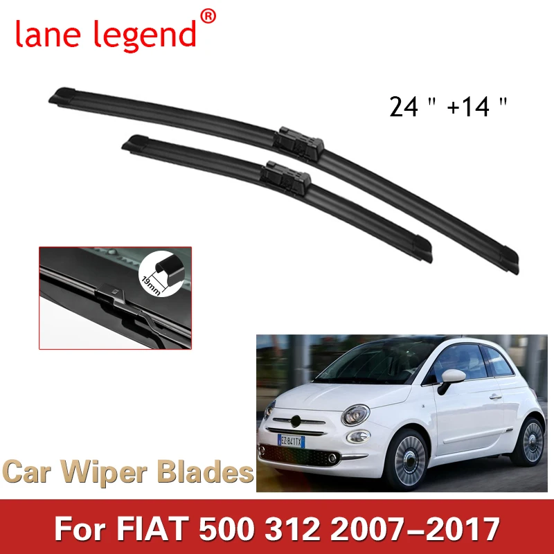 Lane Legend Wiper Front Wiper Blades For FIAT 500 312 2007-2017 2008 2009 2010 Windshield Windscreen Front Window 24\'\'+14\'\'