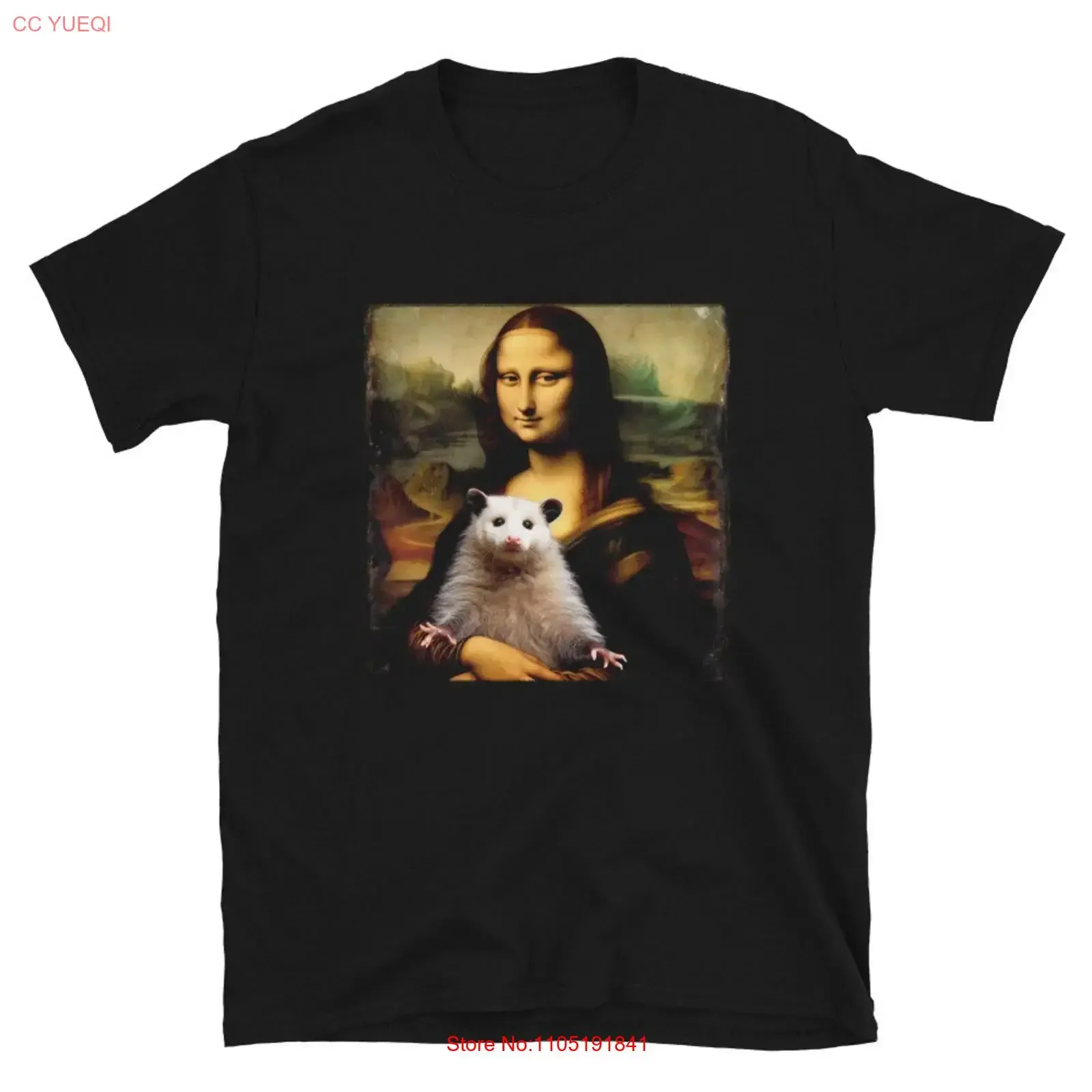 Mona Lisa Opossum T Shirt Hilarious Art Mashup Unique Animal Parody Design Casual Wear  vintage Washed Stylish Comfortable Soft