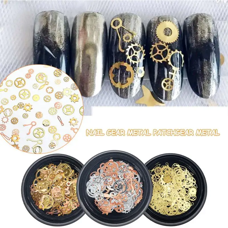 1 Pudełko 3D DIY Steampunk Mechaniczne Elementy Koło Zębate Ozdoby do Paznokci
