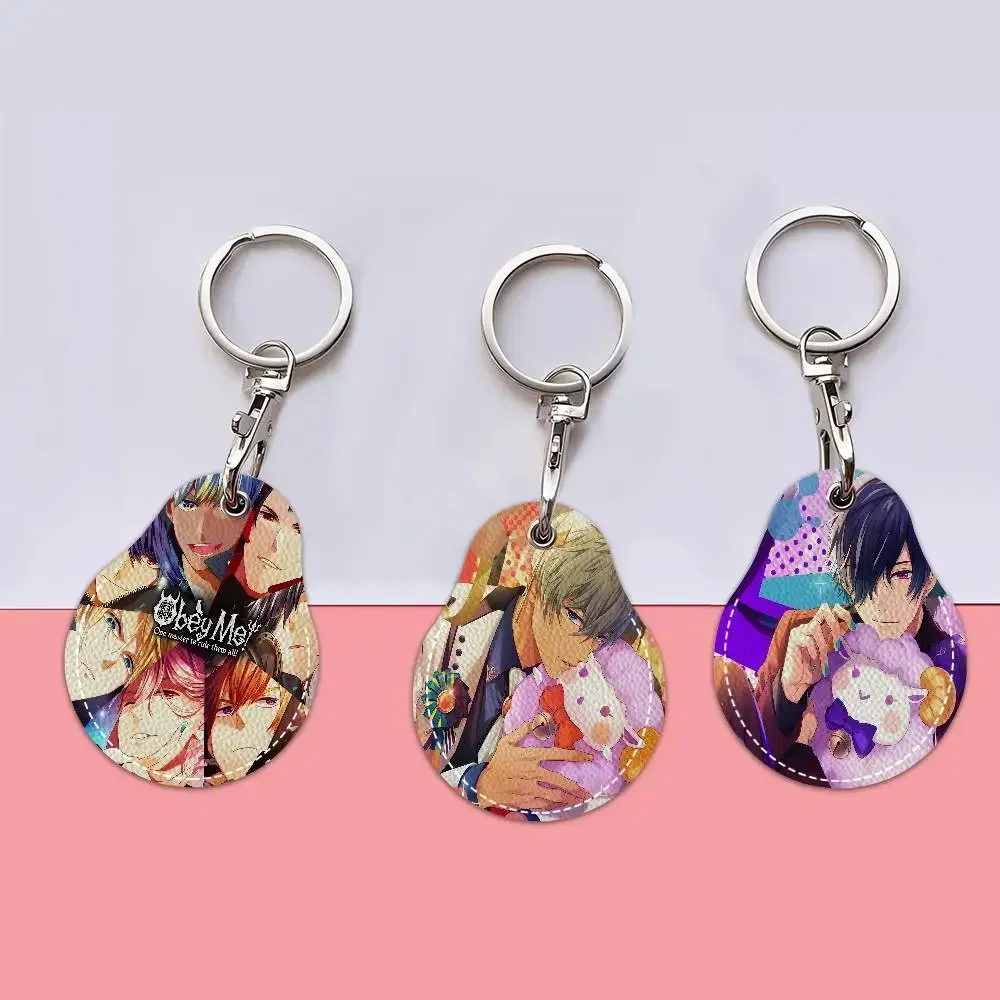 O-Obey M-Me 1PCS PU Leather Keychain Protective Case Door Lock Access Control Tags Card Bag Key Tag Ring