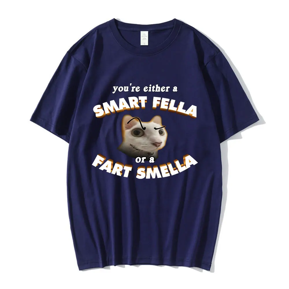 Funny You're A Smart Fella or A Fart Smella Meme T Shirt Men 100% Cotton Short Sleeve T Shirts Fashion Vintage Oversized T-shirt