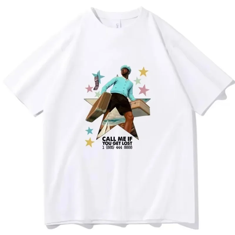 خمر تايلر الخالق الرجال النساء المتضخم تي شيرت قصير الأكمام مغني الراب طباعة الصيف القطن الهيب هوب نمط الأعلى