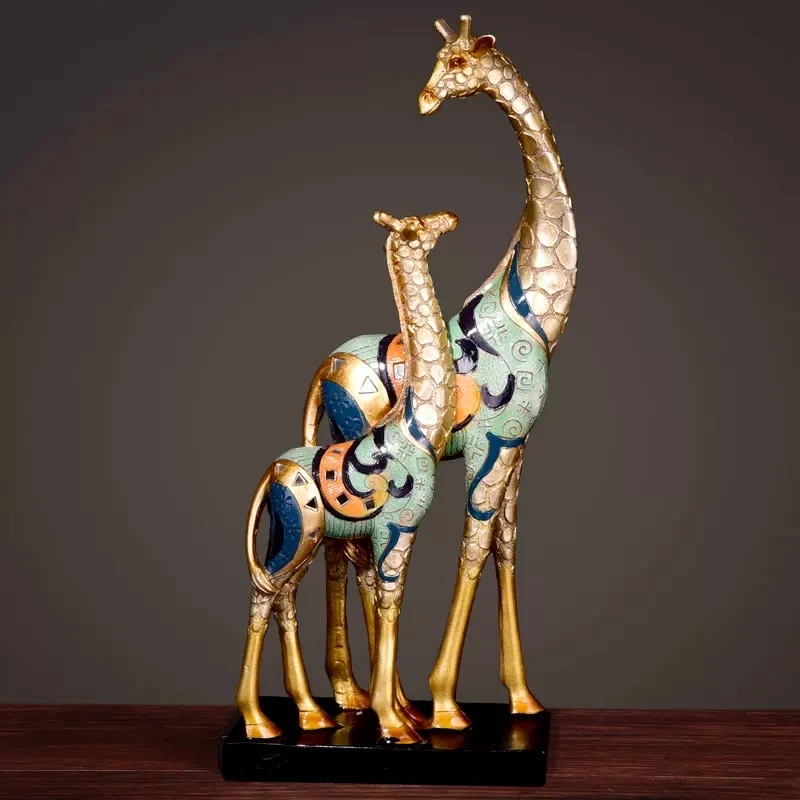 

Nordic Resin Gold Simulated Animal Giraffe Parrot Modern Home Crafts Ornaments Decoration Sculpture Miniature Figurines