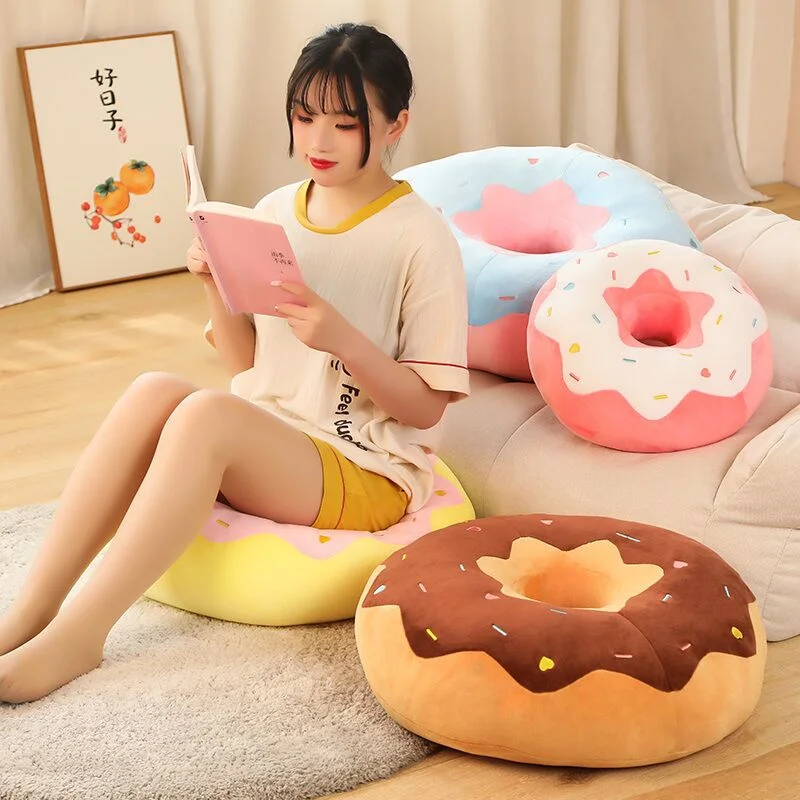 38/58cm Empty Skin Donut Plush Pillow Like Real Fantastic Ring Shaped Food Plush Soft Creative Seat Cushion Head Pillow