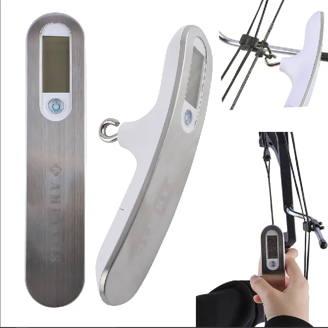

Portable Archery Digital Bow Scale 0-110lbs Force Test Tool Stainless Steel Dynamometer Battery Compound Bow Measure Accessories