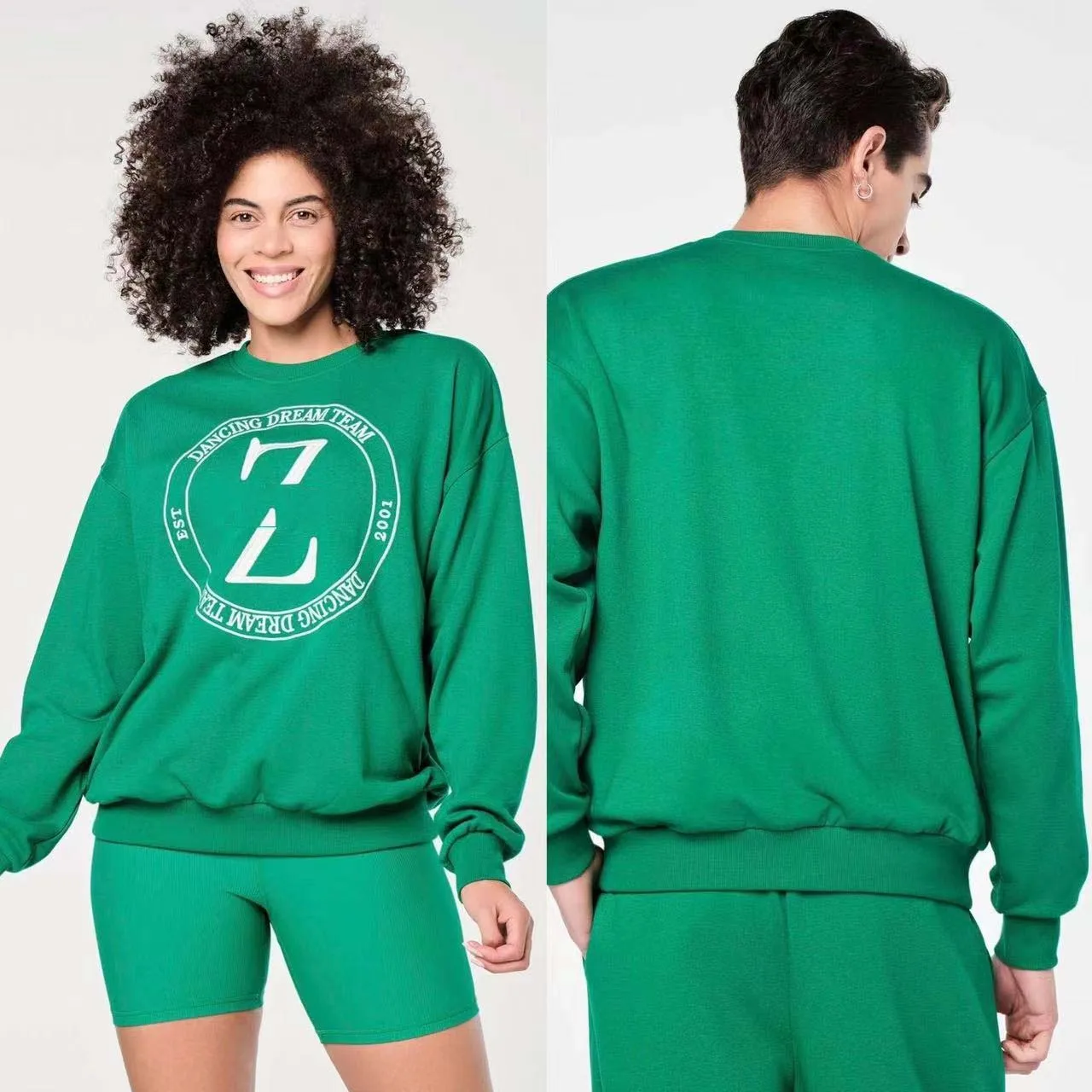 New 2024 Green Lapel Sweatshirt Men's and Women's Sports Fitness Clothing Polo Cotton