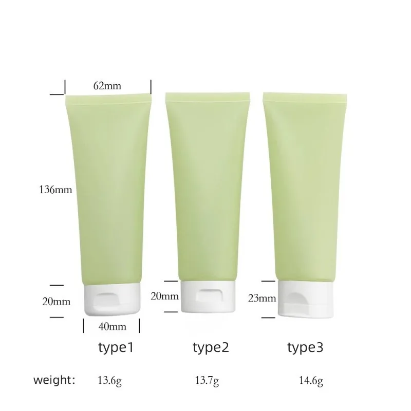 Wholesale 100m Matte Cosmetic Tube for Refillable Cleanser Lubricating Oil Gel Flip-Top Empty Bottles Translucent Green Bottle