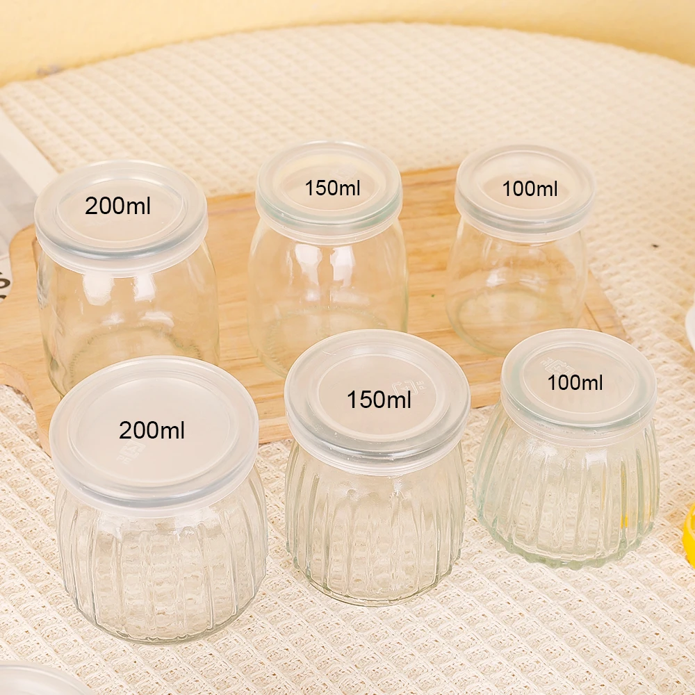 Baking Glass Bottles with Lid Honey Yogurt Pudding Glass Bottle DIY Wishing Bottle Mini Cup Jelly Milk Food Storage Container