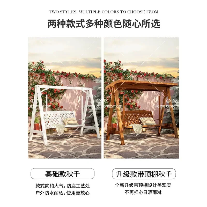 Outdoor Roof Garden Swing Double Hanging Chair for Adults Yard Patio Rocking Seat Furniture