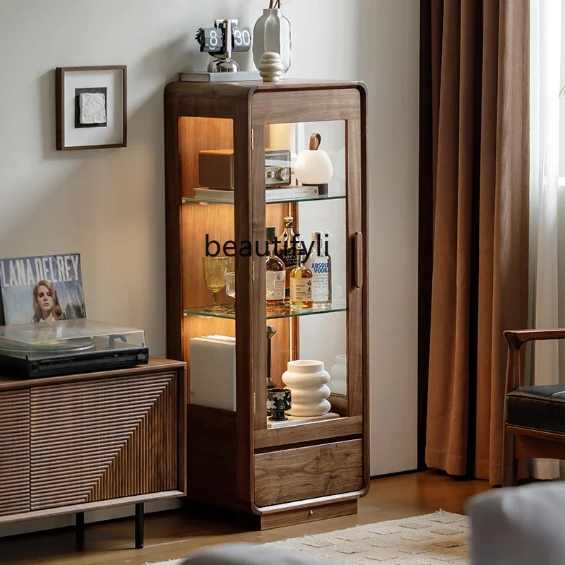 

Black walnut all solid wood TV side cabinet living room sofa low cabinet storage storage chest cabinet