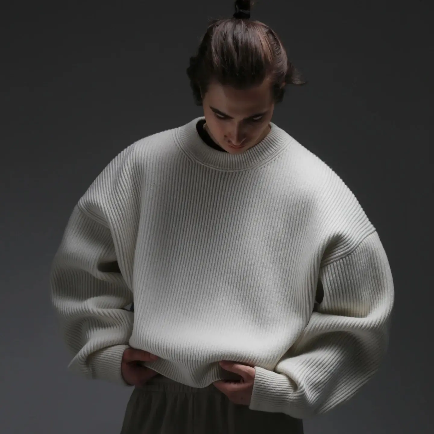 

Fashion Solid color Knitwear Pullover Vintage Aesthetics Streetwear Hip Hop Men Y2K Clothes Acrylic Knitted Sweater Loose Casual