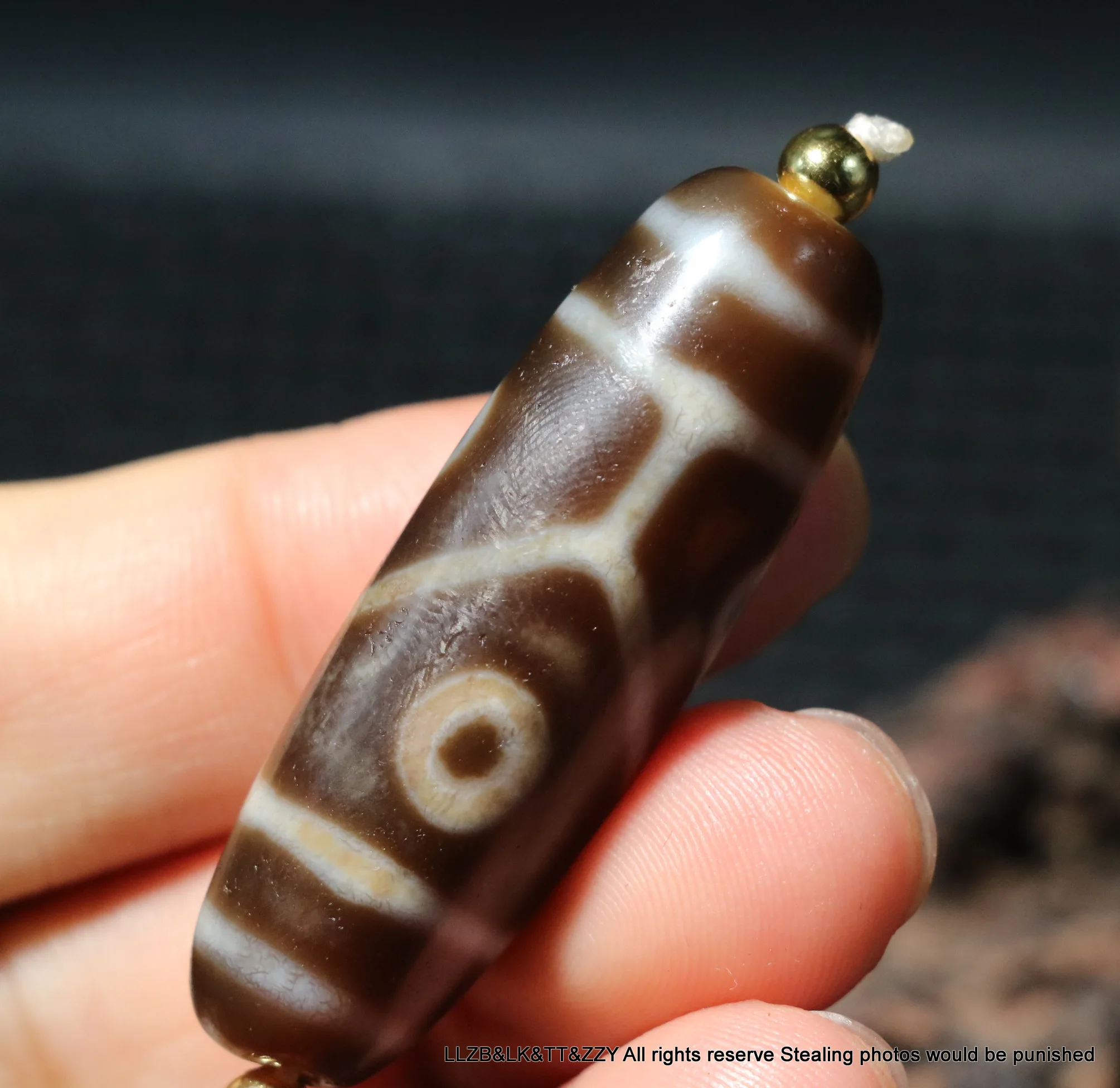 Magic Power Energy Tibetan Old Agate 4 Eyed Turtle Shell of Longevity Symbol Totem dZi Bead Amulet Pendant UPD220724A125