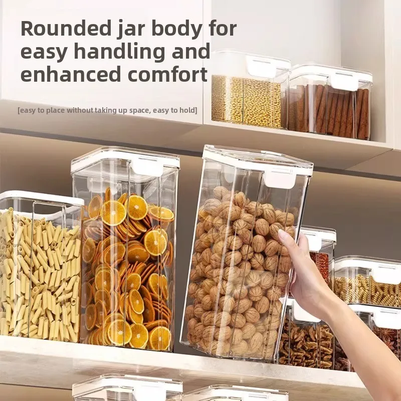 Airtight Food Storage Container Kitchen Pantry Organizer BPA-Free Plastic Sealed Jar for Cereal Grain Flour Sugar Tea Spices Dry
