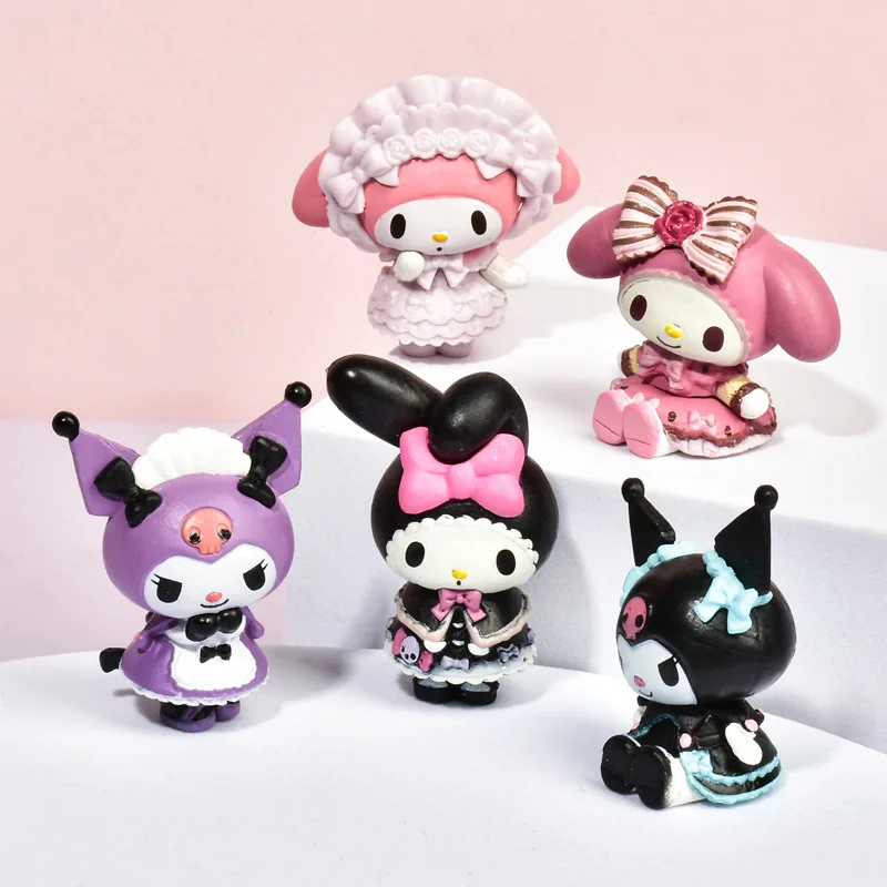 5Pcs Set Sanrio Anime Figure Doll 3-4cm Kawaii Kuromi Melody Model Accessories Children's Toys Gift Action Figures Hobbies Gifts