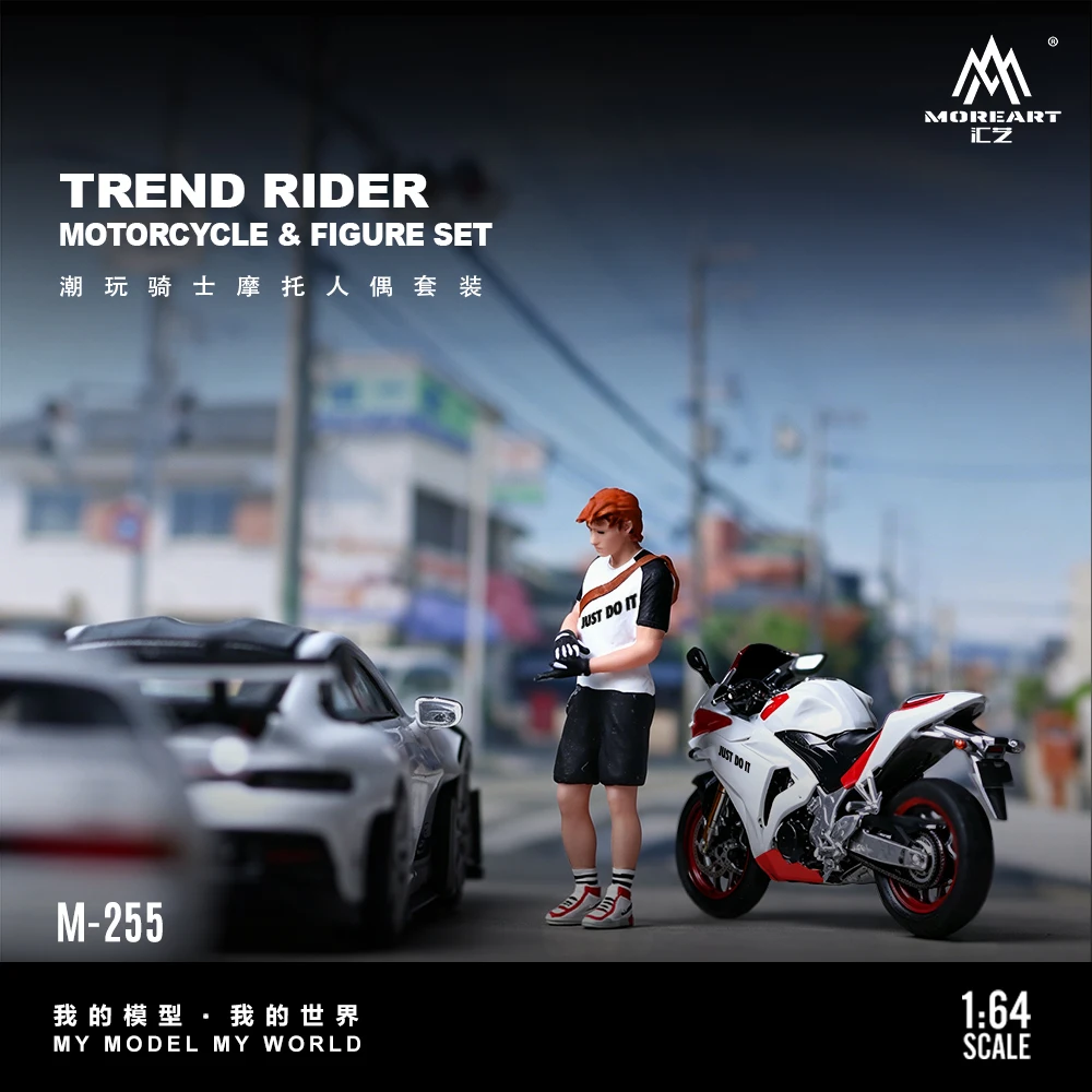 *Pre-Order*MoreArt 1:64 Trendy Knight Motorbike Figure Set Resin Model Realistic Mini Figurine Diorama Layout Accessory view 5