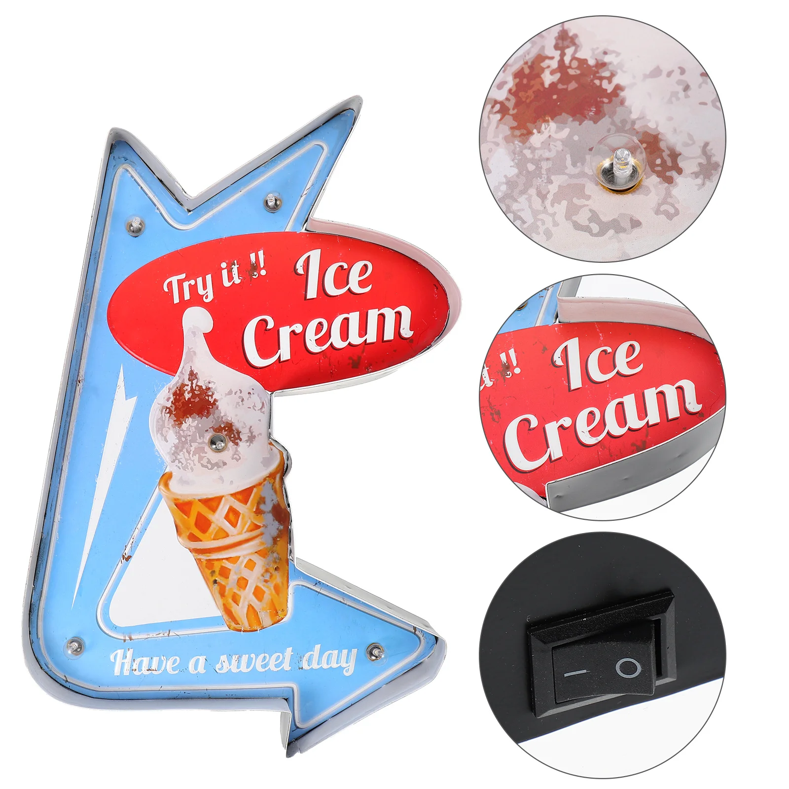 

1Pcs LED Ice Cream Advertising Board Retro Style Decorative Light for Walls Shop Home Bar Decor LED Light Board