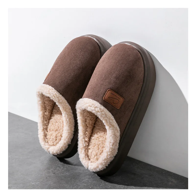 Trade Cotton Slippers Men'S Winter Velvet Warm Home Cotton Shoes Non-Slip Lamb Velvet Cotton Slippers Women