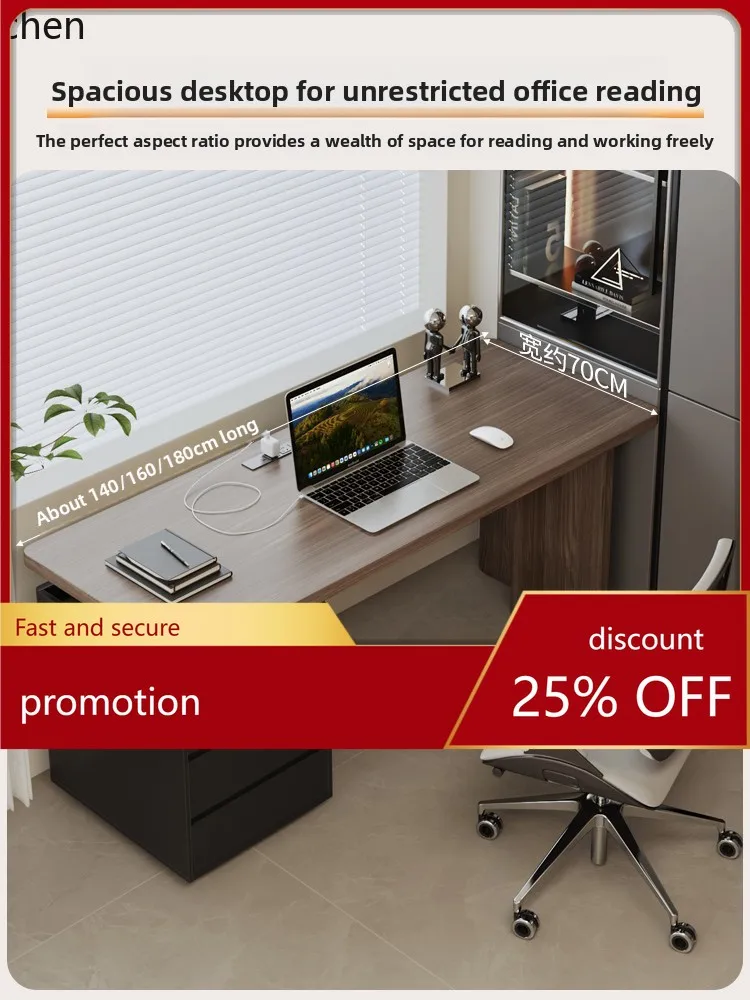 CZ Study Desk with Integrated Chest of Drawers, Office Desk with Fingerprint Lock, Makeup Desk