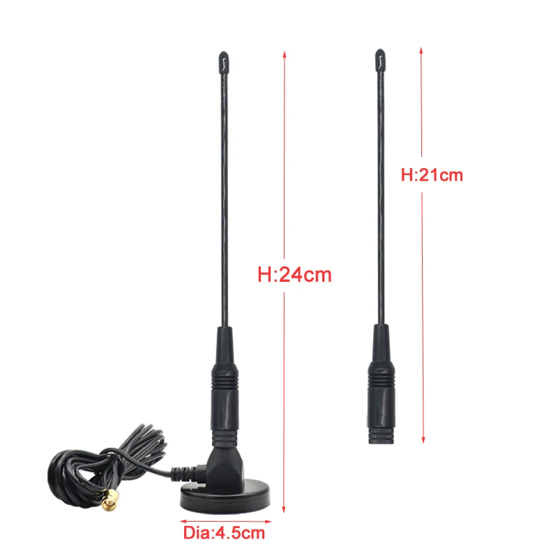 Antena walkie talkie uhf vhf 433mhz lora 400 ~ 470mhz 470mhz omni wifi chicote macio interfone aéreo com base magnética