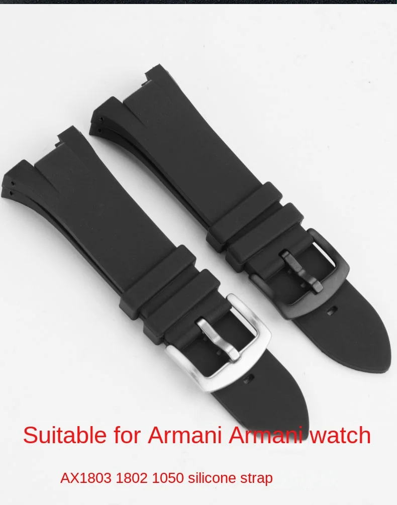 31 * 14mm soft silicone watch strap for Armani AX1803/1802/1042/1050 men's concave waterproof silicone watch chain accessory