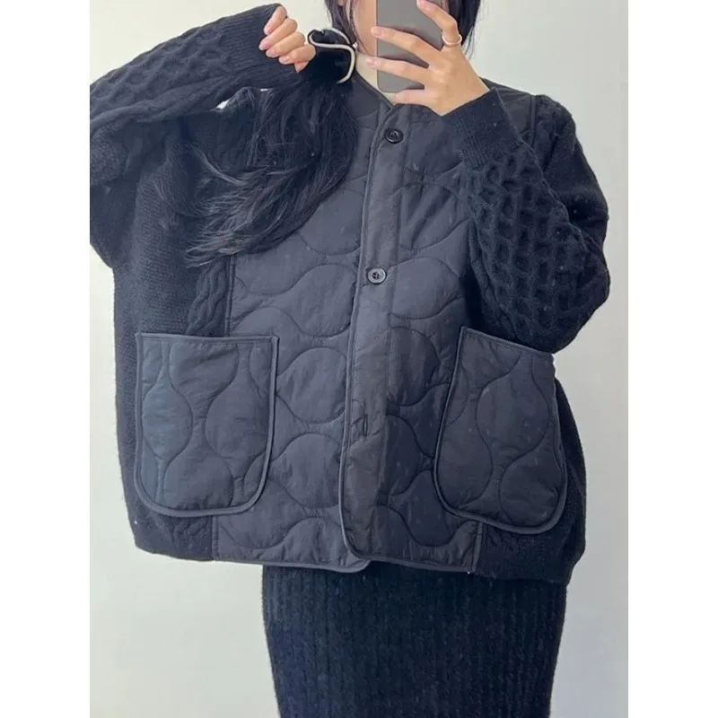 

Шикарная осенне-зимняя цветная вязаная длинная свободная хлопковая куртка-джак, женская повседневная верхняя одежда на одной пуговице