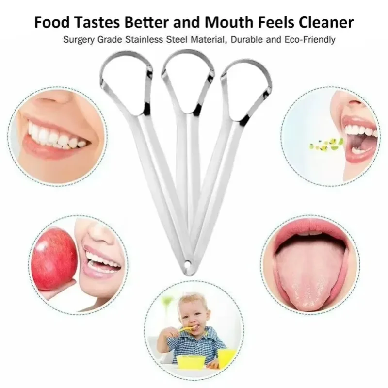 Stainless Steel Tongue Scraper Tongue Coating Cleaner TongueCoating Brush Cleaning Tongue Coating Removing Bad Breath OralCa