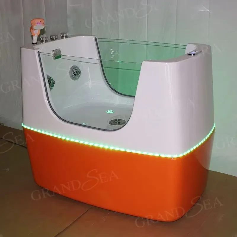 

2026 High Quality Custom Freestanding White Acrylic Pet Spa Massage Bathtub Cat Dog Bathing Tub