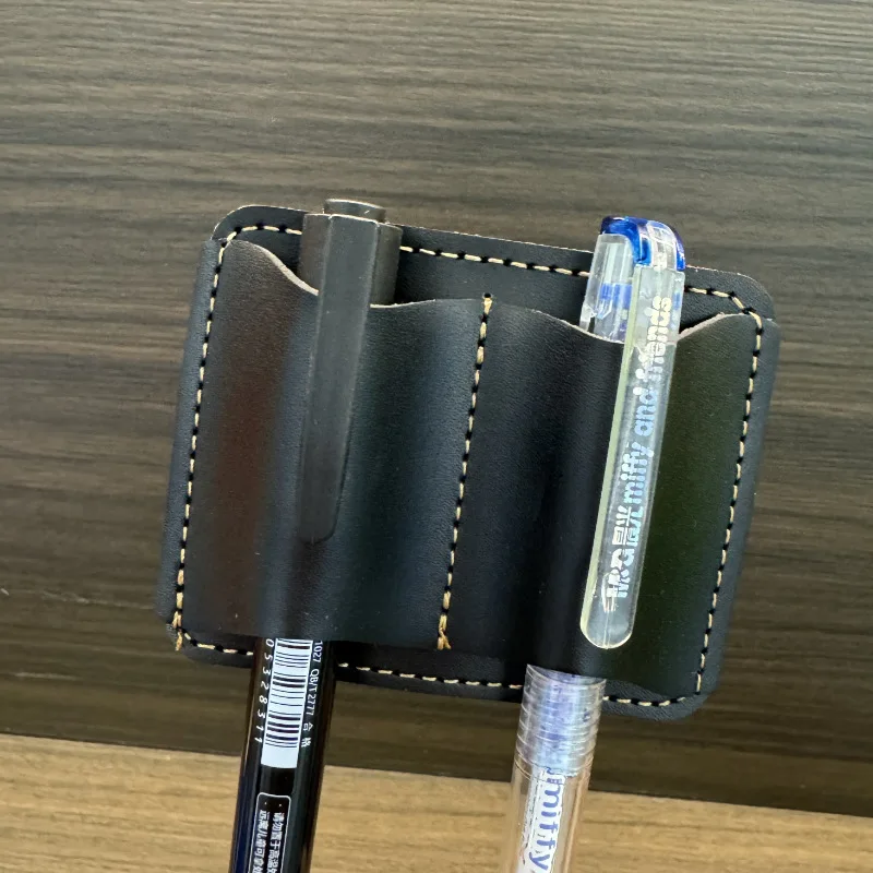 En Stock, Clip doble de cuero Retro para bolígrafo, enchufe portátil para bolígrafo, 2 piezas, nuevo bolígrafo de oficina, Clip de almacenamiento portátil compacto antipérdida