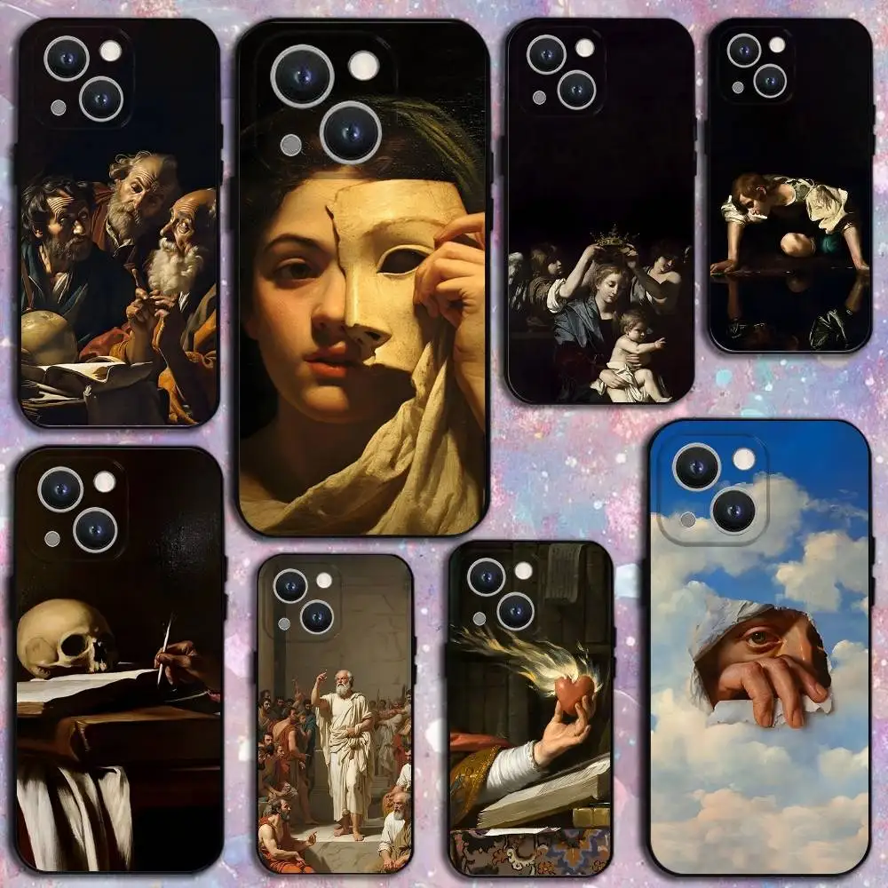 

Caravaggio Paintings Phone Case For iPhone 17,16,15,14,13,12,11 Plus,Pro Max,XS,X,XR,SE,Mini,8,7,Soft Silicone Black Cover