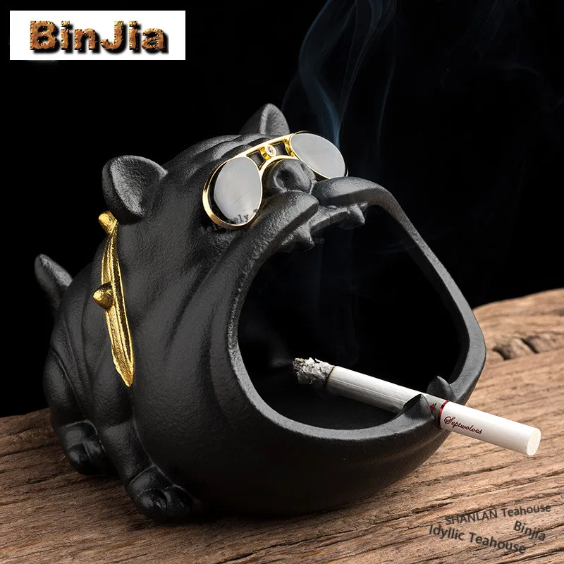 Cartoon Dog Cute Animals Ceramic Ashtray Boutique Cigarette Ashtray Closed Ash Tray Household Weed Smoking Tableware Ornaments