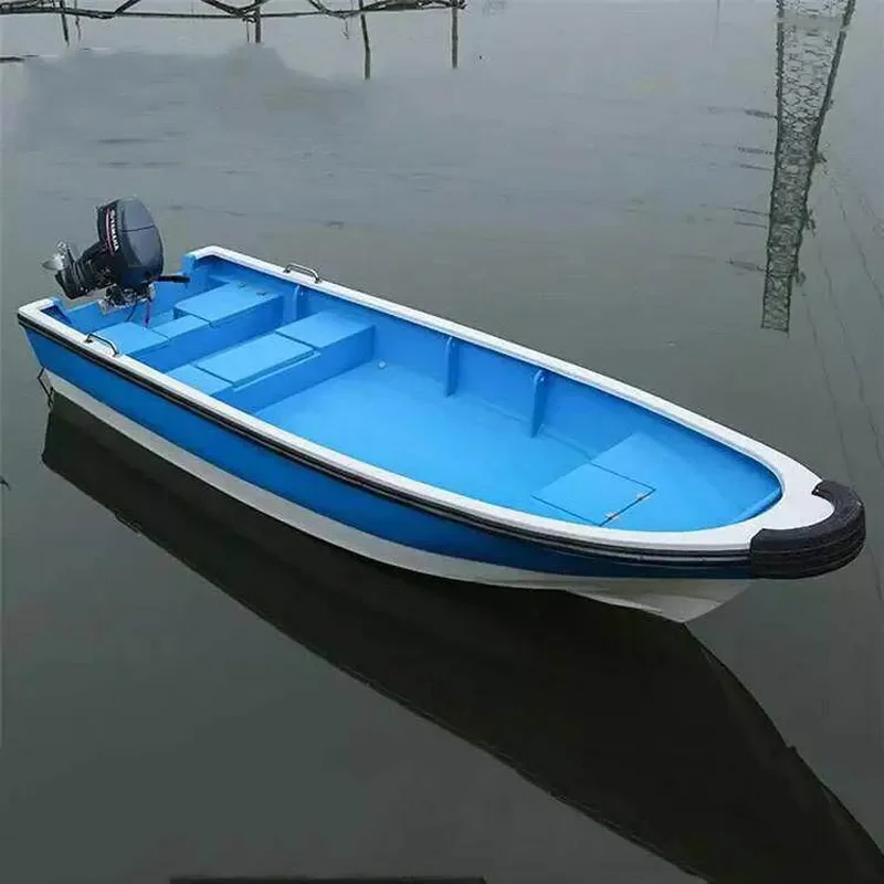 FRP Flat Bottom Sea Fishing Boat Durable FRP Assault Boat for Ocean River Fishing Small Vessel