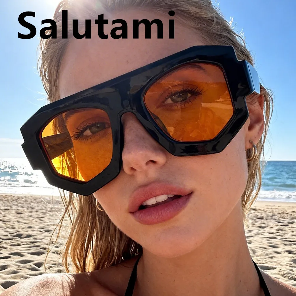 Unregelmäßige quadratische Bonbonfarbene Sonnenbrille für Damen – Neue modische Schwarz-Gelb-Verlauf UV400 Sonnenbrille für Herren – Punk-Sonnenbrillen für Outdoor