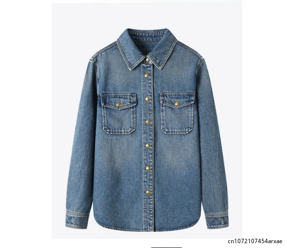 

Spring New Commuter Style Casual Coats Retro Cotton Denim Jacket Women Fashion Elegant All-Match Coat Women Loose Slim Jackets