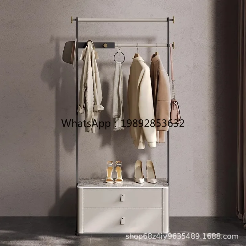LYY Italian Style Light Luxury Rock Board Coat Rack Bedroom High-grade Stainless Storage Floor-standing  High-end Furniture