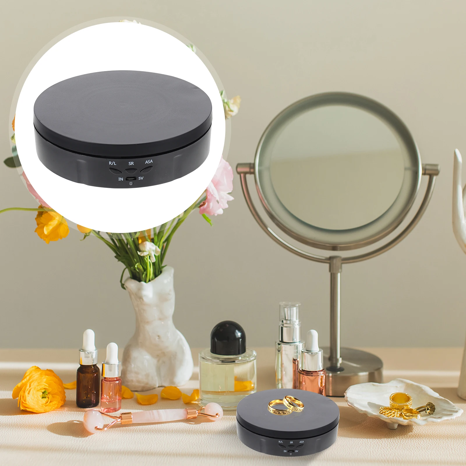 

Rotating Display Stand Tray Electric Turntable Watch Abs Automatic Serving Base for