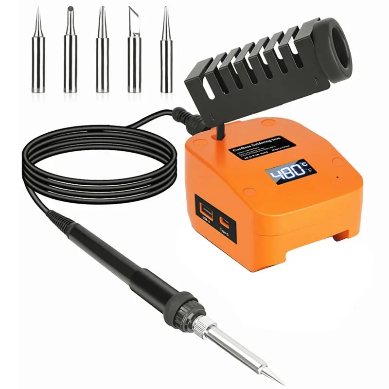 

Беспроводная паяльная станция ABKY для аккумулятора Worx 4PIN 20V, быстронагревающаяся паяльная станция с цифровым дисплеем, USB Type-C