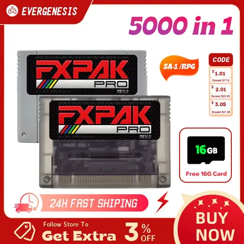 New SNES FXPAK Pro SD2 Open Source Simulator REV.Z With 16G TF Card Supports 5000 files For SFC Console Accessories Memory Card