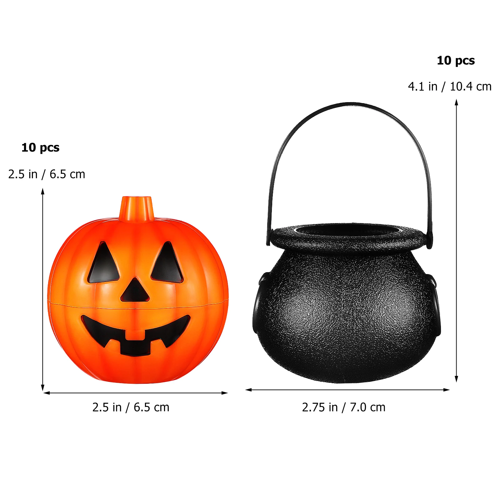 

20Pcs Halloween Candy Buckets Pumpkin Pail Candy Holders Durable Plastic Witch Cauldron Jars Party Decoration Pumpkin Bucket