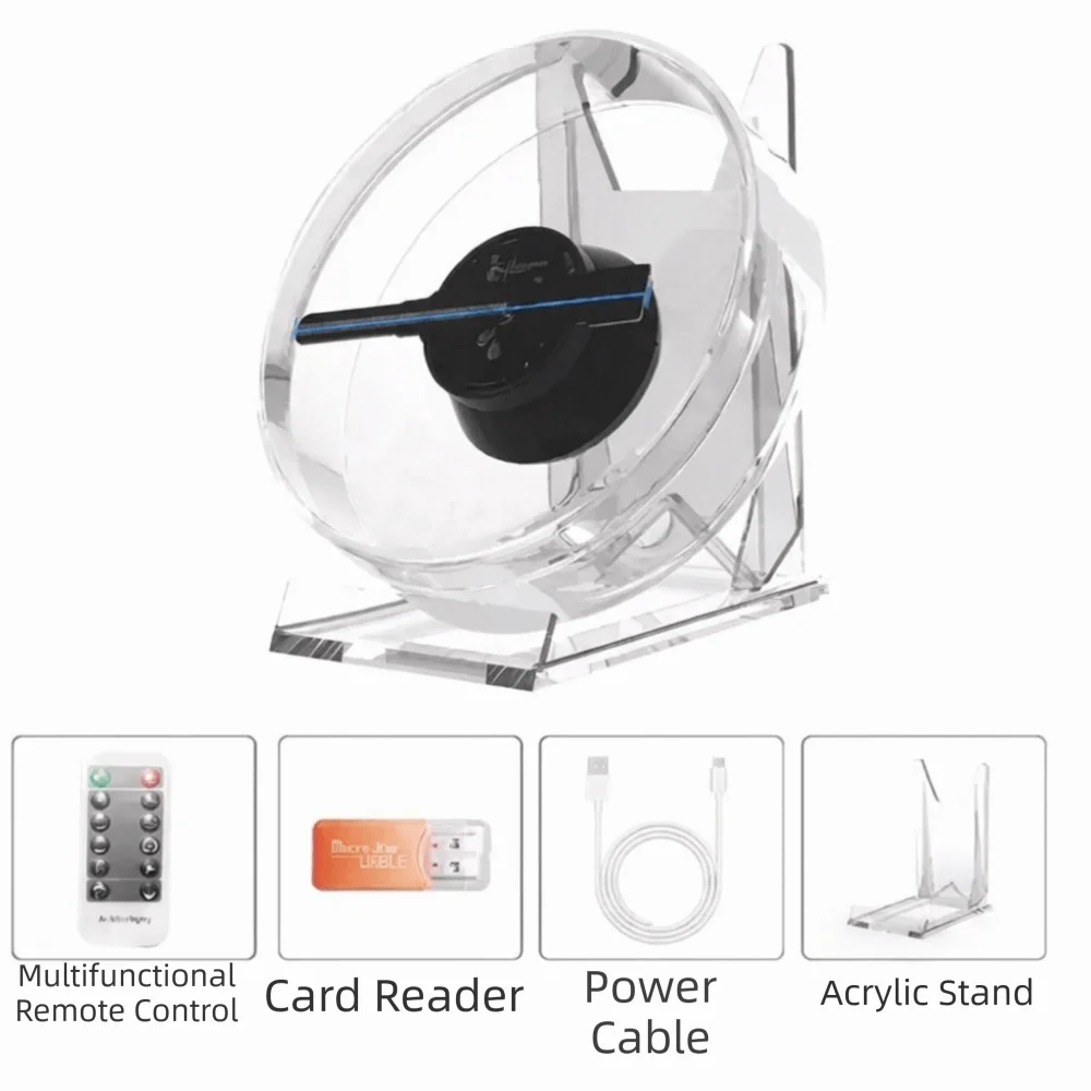 Diameter 12CM 3D Holographic Fan Mini with Remote Control 3D Hologram Projector with Stand Music Player Function